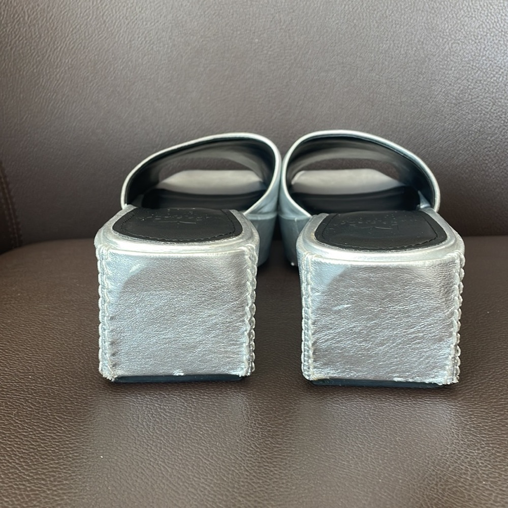 Metallic Slide Platform Sandals, Marc Fisher, 5m - image 3